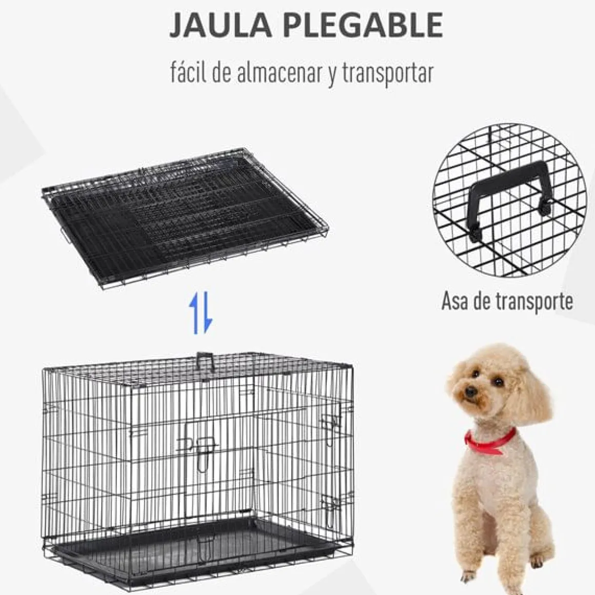 Transportín para perros ABS acero negro 91x61x67 cm