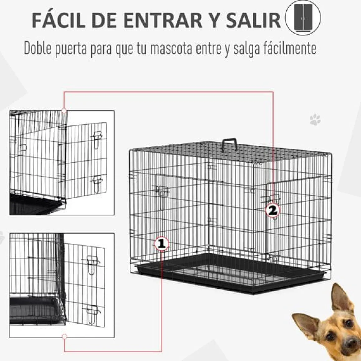 Transportín para perros ABS acero negro 91x61x67 cm