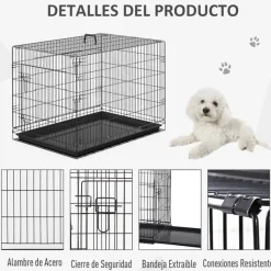 Transportín para perros ABS acero negro 91x61x67 cm