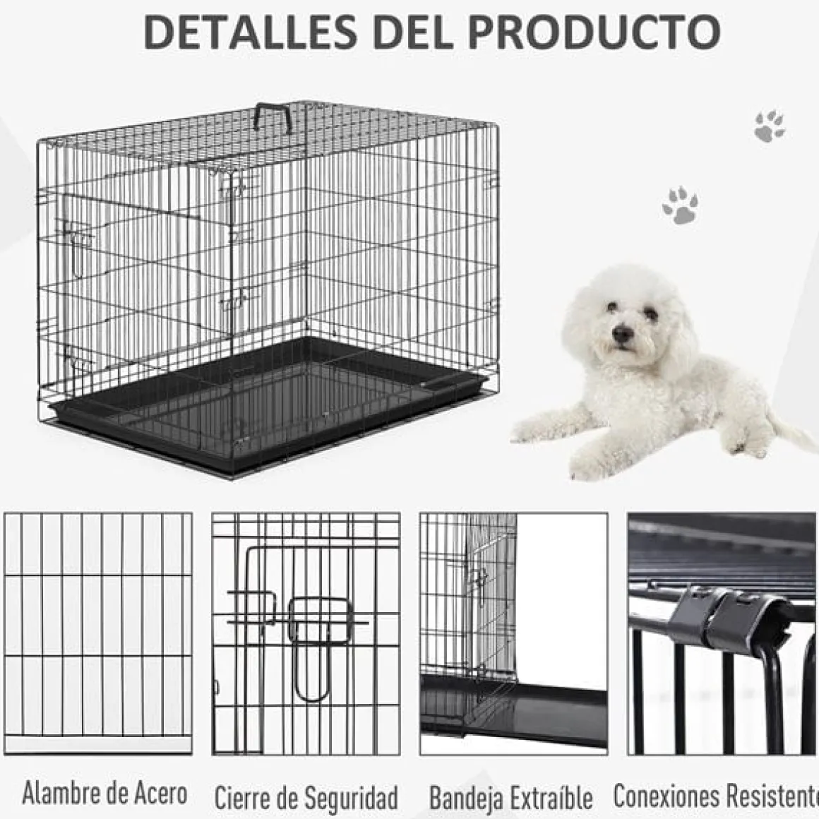 Transportín para perros ABS acero negro 91x61x67 cm