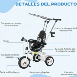 Triciclo evolutivo Homcom +12M 6 en 1 con capota 98x47x105 cm
