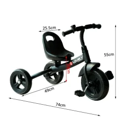 Triciclo Homcom 3 ruedas +18M negro 55x49x74 cm