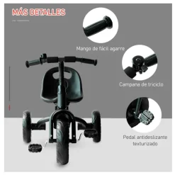 Triciclo Homcom 3 ruedas +18M negro 55x49x74 cm