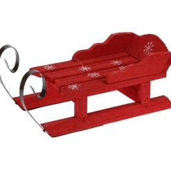 Trineo de madera decorativo rojo/negro 11x34x14 cm