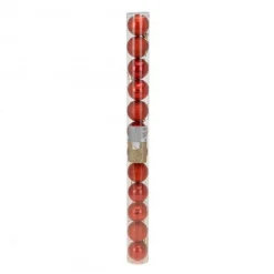 Tubo 12 bolas Navidad rojo