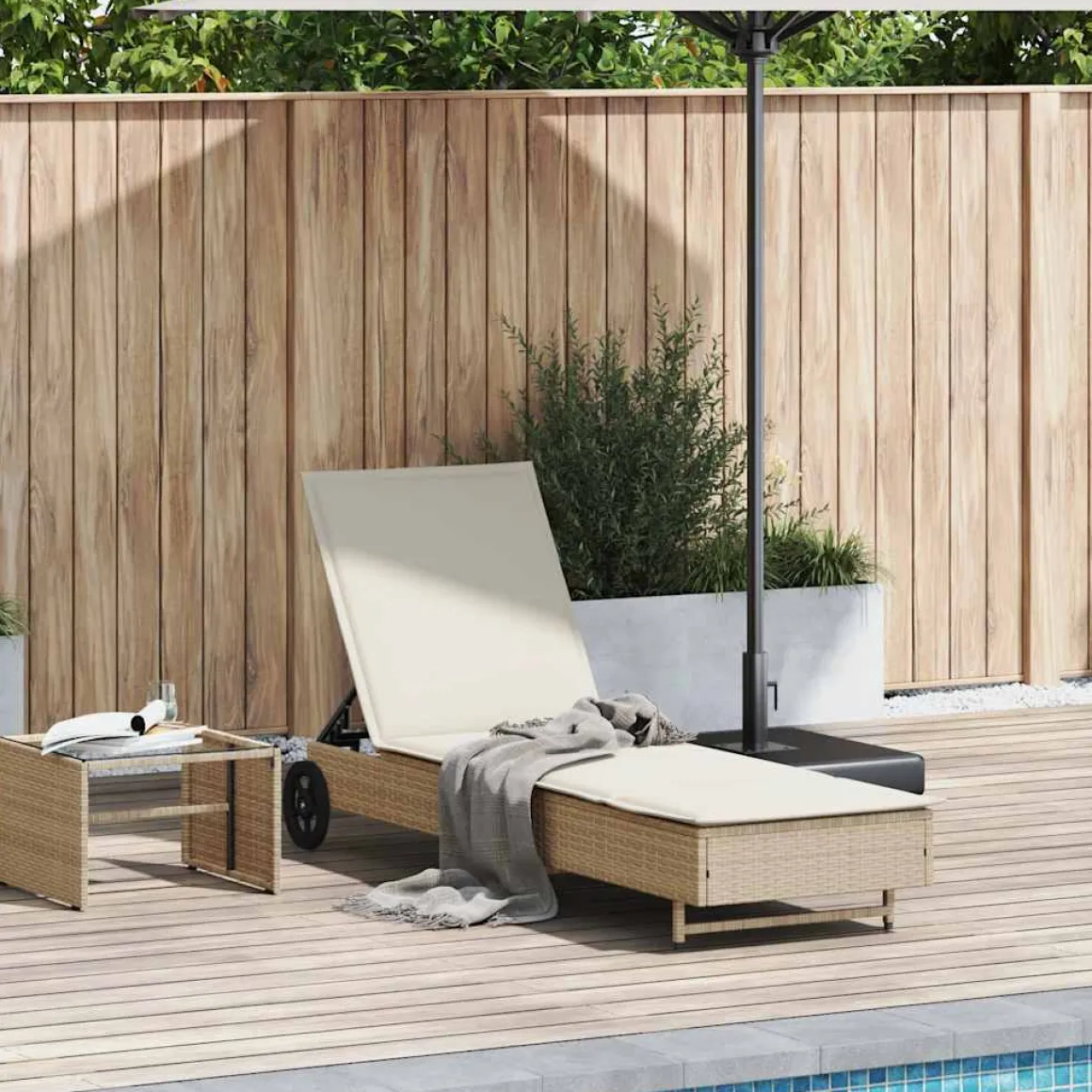 Tumbona Arenis reclinable 3 posiciones + 2 ruedas 80x179x55 cm