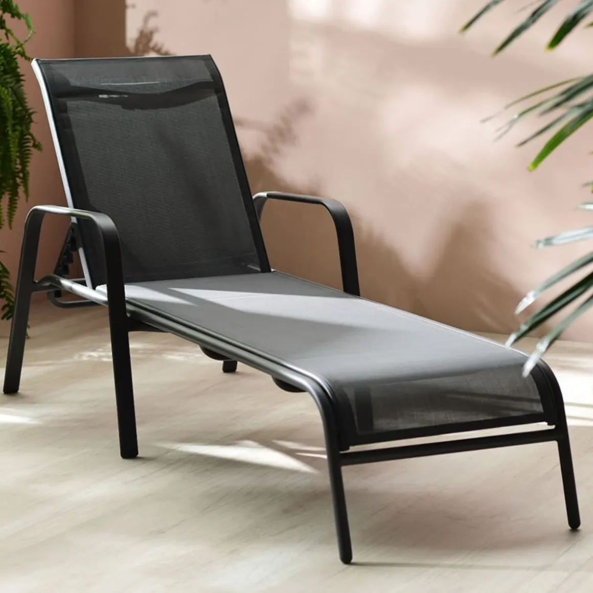 Tumbona Bora Bora respaldo abatible gris 98x67x193 cm