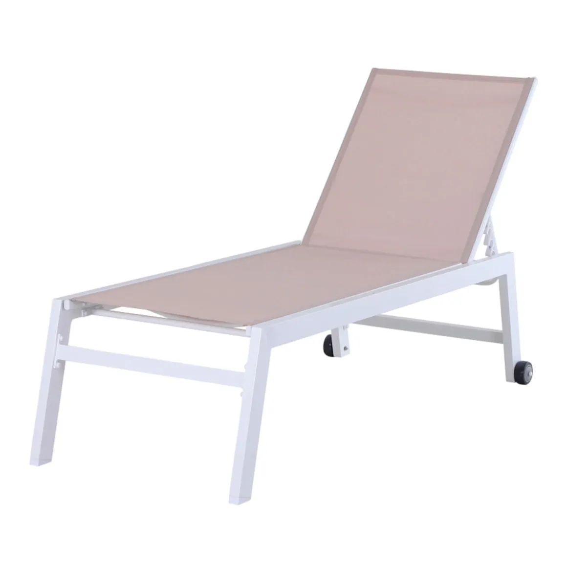 Tumbona de jardín Outsunny ajustable 5 posiciones 2 ruedas 43/102x65x202 cm