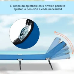 Tumbona de jardín Outsunny ajustable 5 niveles plegable 85x56x190 cm