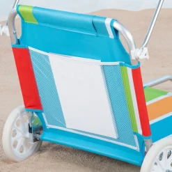 Tumbona de playa Aktive asa de transporte + ruedas + toldo multicolor 62x62x117 cm