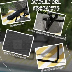 Tumbona Flexx Outsunny plegable con respaldo ajustable gris 31x194x72 cm