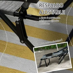 Tumbona Flexx Outsunny plegable con respaldo ajustable gris 31x194x72 cm