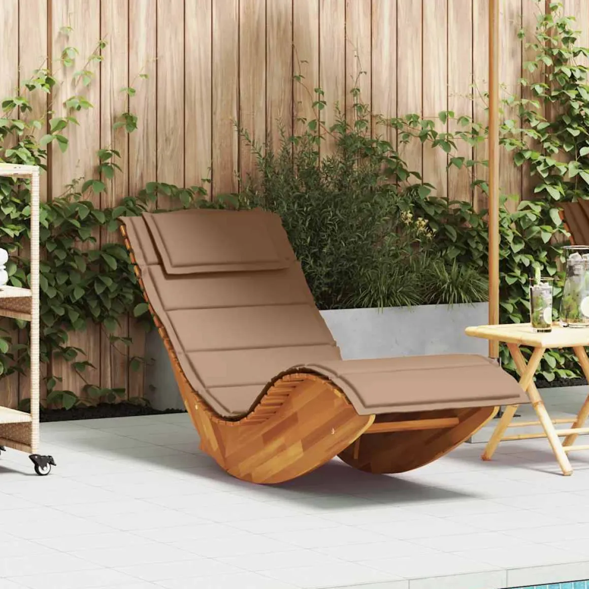 Tumbona mecedora Manzaneda madera de acacia 74x154x60 cm
