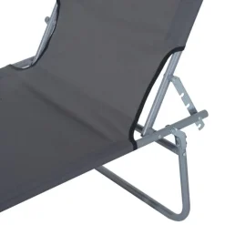 Tumbona plegable Oxford hierro gris 187x58x27 cm