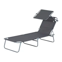 Tumbona plegable Oxford hierro gris 187x58x27 cm