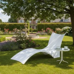 Tumbona relax con protección UV blanco 73x193x81 cm