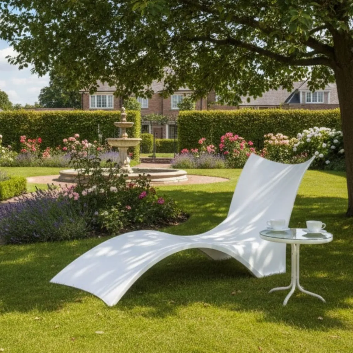 Tumbona relax con protección UV blanco 73x193x81 cm