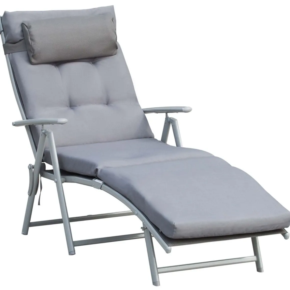 Tumbona Riffa Outsunny reclinable 7 posiciones gris 100,5x137x63,5 cm