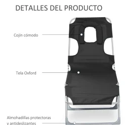 Tumbona Taifa Outsunny reclinable reposacabezas azul 28x182x56 cm
