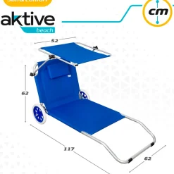 Tumbona/carrito 2 en 1 Aktive Beach plegable con ruedas azul 62x62x117 cm