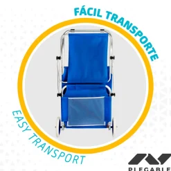Tumbona/carrito 2 en 1 Aktive Beach plegable con ruedas azul 62x62x117 cm