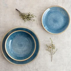Vajilla Aura Bidasoa 12 piezas 4 servicios porcelana azul