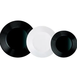 Vajilla Harena Luminarc 18 piezas 6 servicios vidrio blanco/negro