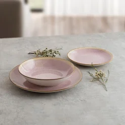 Vajilla Lanai Bidasoa 12 piezas 4 servicios porcelana rosa