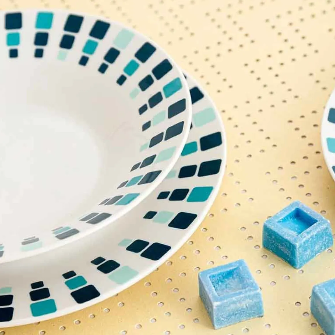 Vajilla Simetric Quid 18 piezas 6 servicios porcelana blanco/azul