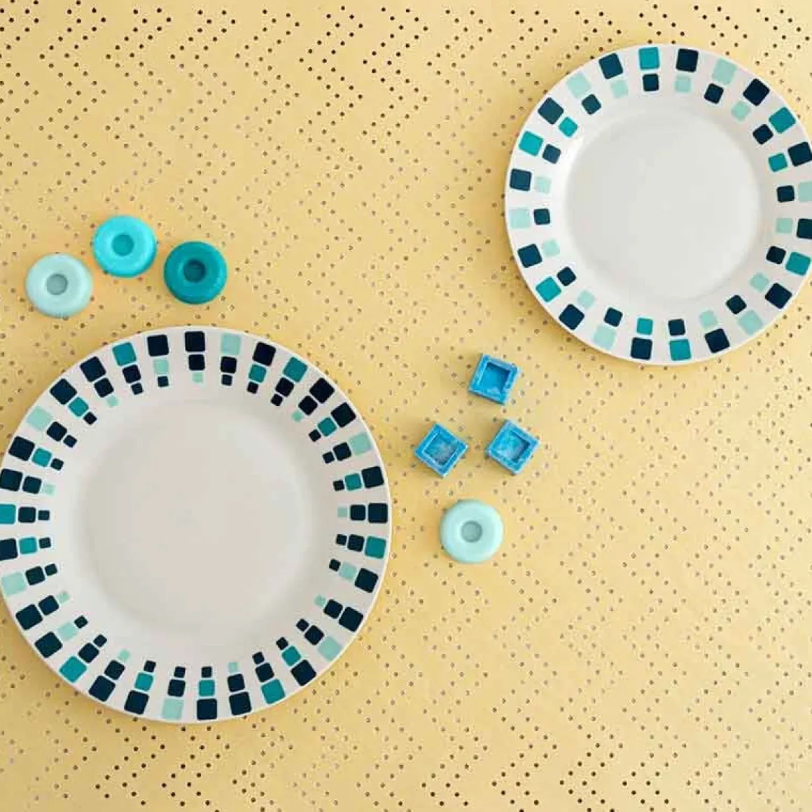 Vajilla Simetric Quid 18 piezas 6 servicios porcelana blanco/azul