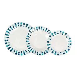 Vajilla Simetric Quid 18 piezas 6 servicios porcelana blanco/azul