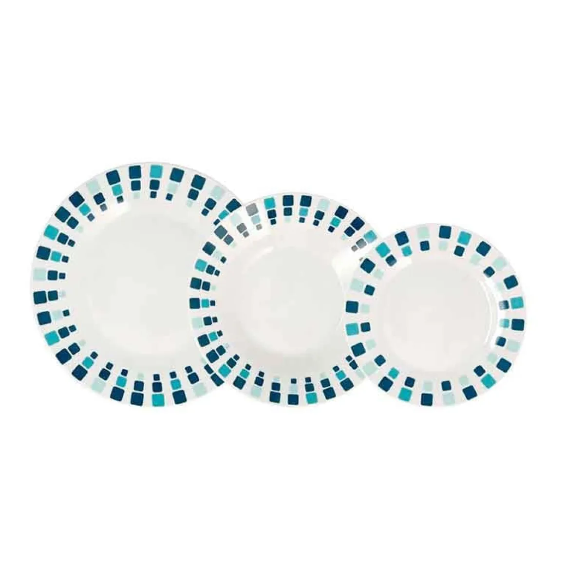 Vajilla Simetric Quid 18 piezas 6 servicios porcelana blanco/azul
