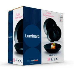 Vajilla Zelie Luminarc 18 piezas 6 servicios vidrio negro