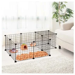 Valla metálica para mascotas PawHut 12 paneles negro 36x106x73 cm