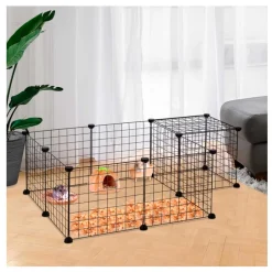 Valla metálica para mascotas PawHut 12 paneles negro 36x106x73 cm