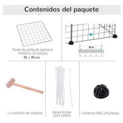 Valla metálica para mascotas PawHut 12 paneles negro 36x106x73 cm
