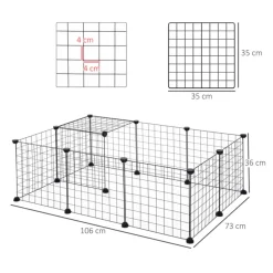 Valla metálica para mascotas PawHut 12 paneles negro 36x106x73 cm