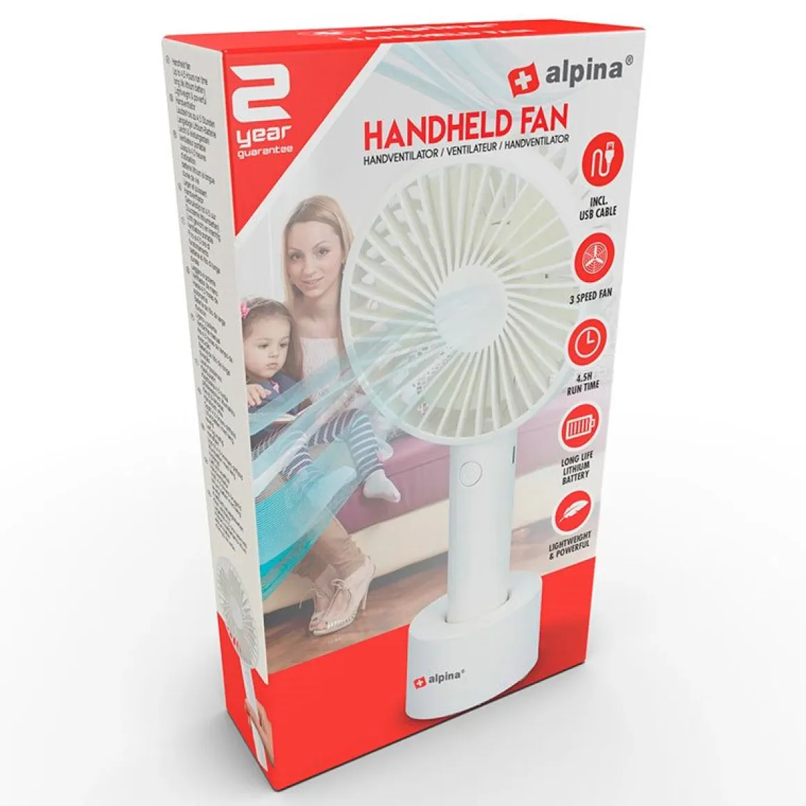Ventilador de mano Alpina 3 velocidades blanco 22 cm