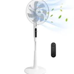 Ventilador de pie Horizon Homcom 40W función antimosquitos blanco Ø44,5x135 cm