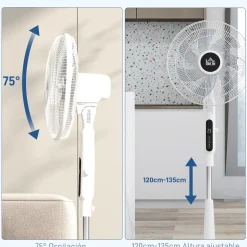 Ventilador de pie Horizon Homcom 40W función antimosquitos blanco Ø44,5x135 cm