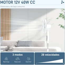 Ventilador de pie Horizon Homcom 40W función antimosquitos blanco Ø44,5x135 cm