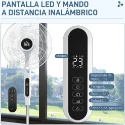 Ventilador de pie Horizon Homcom 40W función antimosquitos blanco Ø44,5x135 cm