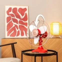 Ventilador de sobremesa Cecotec EnergySilence 1090 RetroDesk Design 40W 3 velocidades orientable rojo Ø30 cm