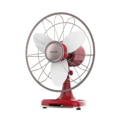 Ventilador de sobremesa Cecotec EnergySilence 1090 RetroDesk Design 40W 3 velocidades orientable rojo Ø30 cm
