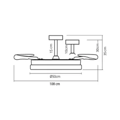Ventilador de techo Alice Bel Air 72W 4 aspas retráctiles blanco Ø108 cm