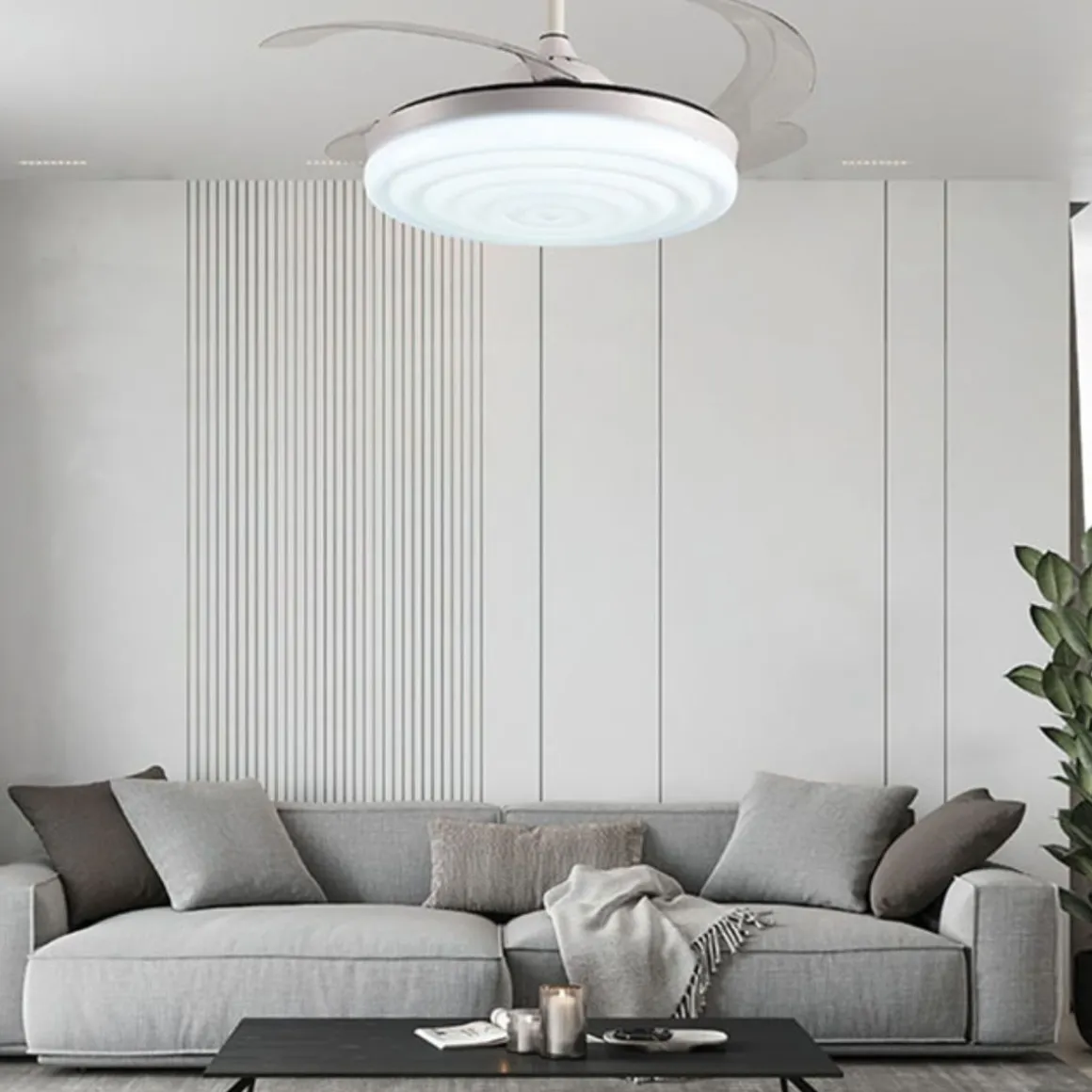 Ventilador de techo Arcos Bel Air 72W 4 aspas retráctiles mando a distancia blanco Ø108 cm