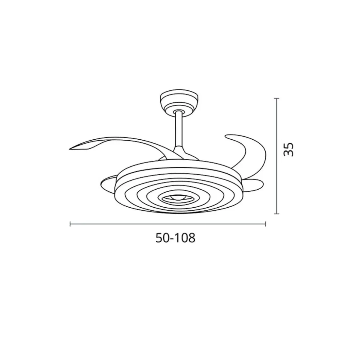 Ventilador de techo Arcos Bel Air 72W 4 aspas retráctiles mando a distancia blanco Ø108 cm