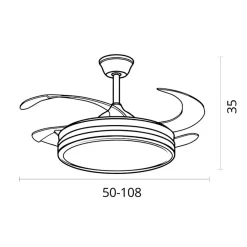 Ventilador de techo Asgard Bel Air 72W aspas retráctiles mando a distancia Ø108 cm