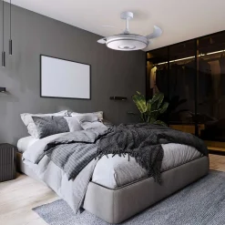 Ventilador de techo Colors Bel Air 72W 4 aspas retráctiles con altavoz Bluetooth blanco Ø108 cm