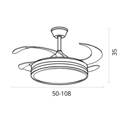 Ventilador de techo Dune Bel Air 72W aspas retráctiles mando a distancia Ø108 cm